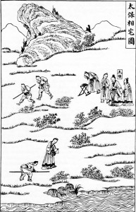 Der Gebrauch des Feng Shui Kompasses in der Ch'ing Dynastie. aus Chinesische Geomantie von Stephen Skinner S. 44 Abb. 2.